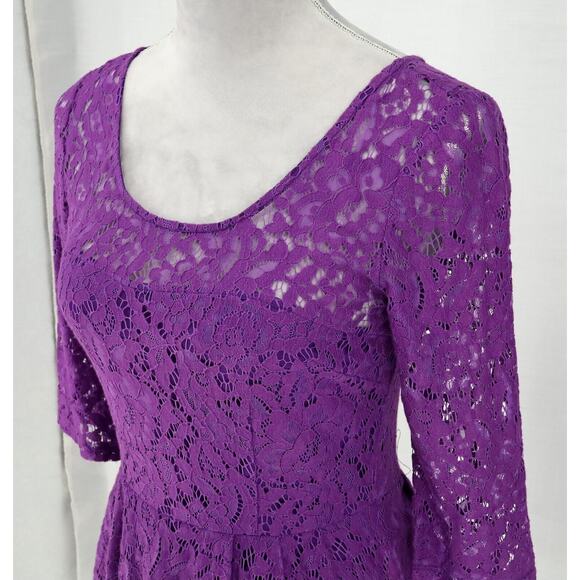 Betsey Johnson Dress Womens 2 Purple Lace Fit n Flare Lined Pleated Skirt - Picture 8 of 14
